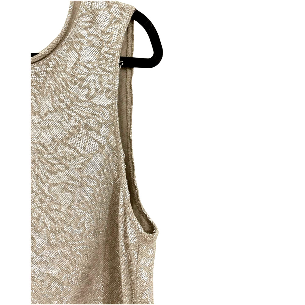 Free People Metallic Floral Cotton Cropped Tank Top Metal Back Buttons Large - Picture 4 of 11